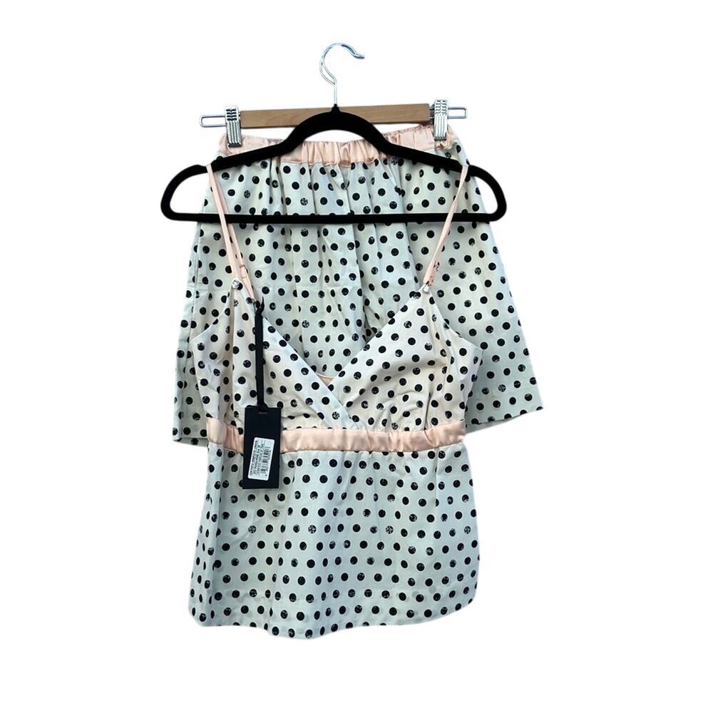 NWT Pinko Black and White Polka Dot Pajama Set Shorts and Tank Size 2